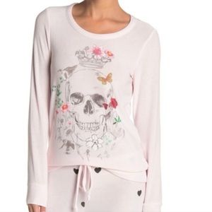 NWT CHASER PINK SKULL FLORAL SWEATER M